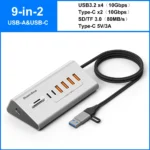 10Gbps USB 3.2 Docking Station USB Hub Type C Splitter with Card Reader Aluminum Alloy Multi 8/9 Ports Switch For PC Laptop - Image 7