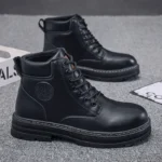 New autumn men shoes boots High Top Fashion Motorcycle Leather Shoes Outdoor leisure comfortable Boots male Lace-Up Botas - Image 2