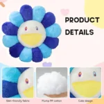 Aesthetic Sunflower Plush Pillow Cute Flower Stuffed Cushion Rainbow Floral Decorative Pillow Office Chair Back Pillow Decor - Image 4