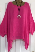 Womens Clothing Fashion Batwing Sleeve Solid Color Loose O-Neck 3/4 Sleeve - Image 7