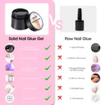 GELLEN Gel Nail Tips Kit 240Pcs Pre Shaped Short Square Soft Tips 15g Solid Gel Glue UV LED Lamp DIY Manicure Set Long Lasting