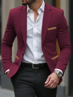 Men's Corduroy Blazer Jacket Medium Thick Business Suit Spring & Fall Season Fitted Design Woven Fabric Style - Image 7