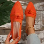 Women Flats 2024 New Knitted Slip Breathable Comfortable Solid Color Shoes Casual Pointed Toe Walking Loafers Sneakers Women - Image 6