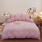 100% Cotton Duvet Cover Set,Bedding Set With Plaid Stripe,Skin Friendly Breathable,1 Duvet Cover,2 Pillowcase,Japan Simple Style - Image 18