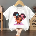 Summer Girls Casual T Shirts Fashion Printed Children's Short Sleeve Tops Kids Breathable Comfy Outdoor Tee Black Pink White - Image 5