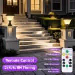 Outdoor Garden Decor Solar Pillar Lamp Remote Control Sunlight Wall Lamp for Street Gate Pathway Lighting Landscape Solar Lights