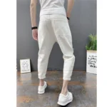 Korean Ankle-Length Distressed Jeans