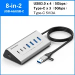 10Gbps USB 3.2 Docking Station USB Hub Type C Splitter with Card Reader Aluminum Alloy Multi 8/9 Ports Switch For PC Laptop - Image 8