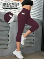 High Waisted capri pants For Women With Pockets Super Soft Tummy Control Workout Running Yoga Athletic Leggings