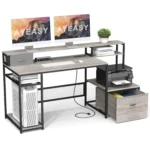 Home Office Desks with Drawers, 66'' Computer Desk with Storage, Office Desk with Monitor Stand, Work Desk with, Customized
