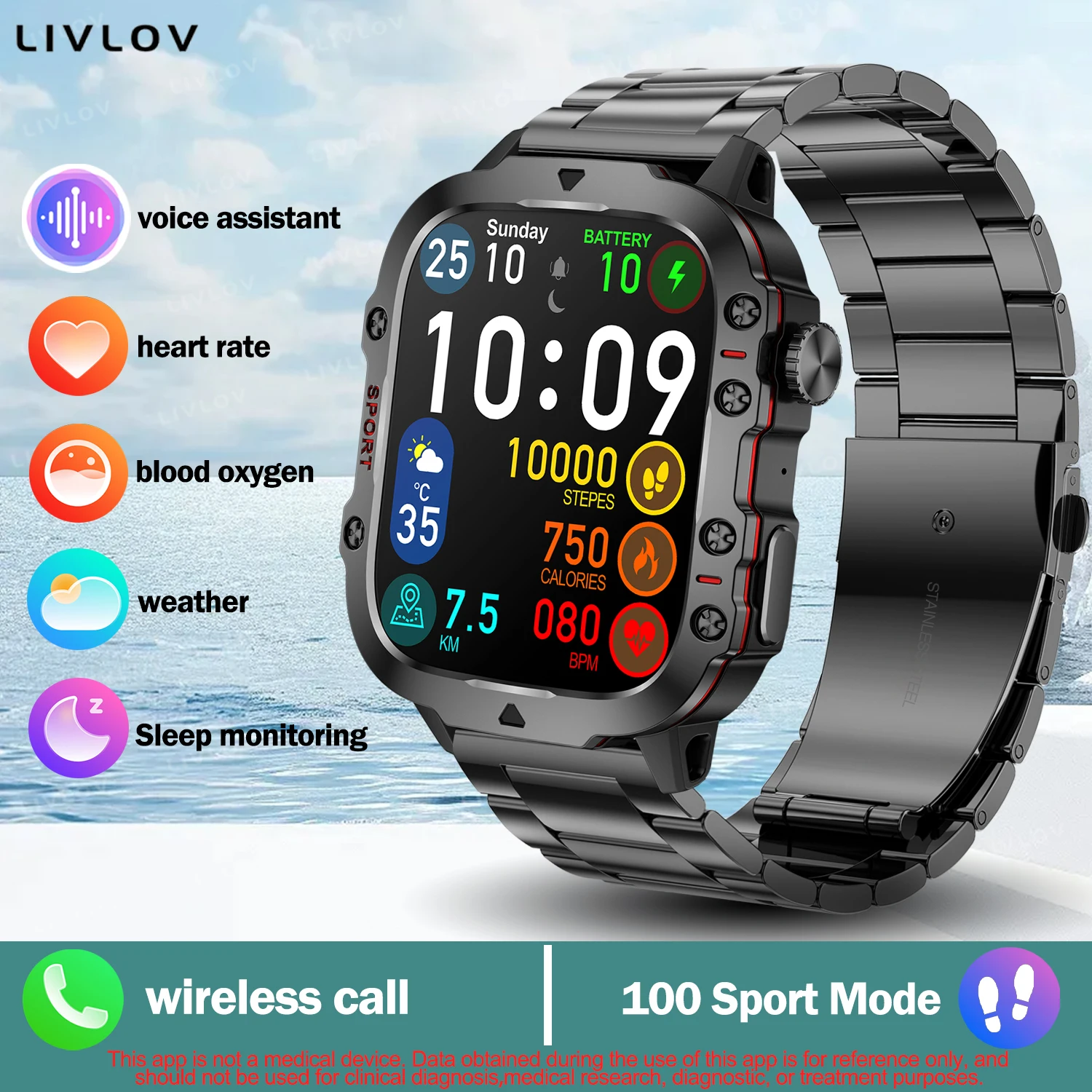 Sa662c848e22f47bcb00ea3be87284c86u.webp AI Voice Assistant Smart Watch, 1.96'' HD Screen Activity Trackers with 100+Sports/ Bluetooth Call/ SMS Alerts/ Flashlight - Image 1