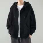 Men Hoodies Cardigan Solid Sweatshirts - Image 4