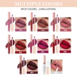 8 pcs matte liquid lipstick, lip glaze - waterproof, non-stick, long-lasting lip gloss, brown, pink, purple and red tones - Image 3