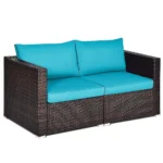 2 Seat Outdoor Wicker Loveseat Sofa Set, Modular PE Rattan 2 Pieces Outdoor Wicker Corner Sofa, Outside Furniture, Customized - Image 8