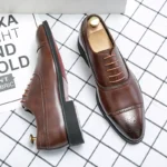 Oxfords Men Shoes Red Sole Fashion Business Casual Party Banquet Daily Retro Carved Lace-up Brogue Dress Shoes - Image 7