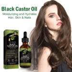 OUHOE Black Castor Oil 100% Organic Moisturize Hair Growth Serum Prevent Hair Loss Soft Bright Dense Hair Care Essential Oil