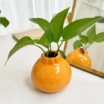 1pc Fashion Orange Design Ceramic Vase, Suitable For Hydroponics - Perfect Choice For Living Room And Office Decoration - Image 3