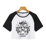 Casual Crop Tops 2000s Y2k Print Women Tee Shirt Harajuku