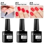 3pc Base Gel No-wipe Matte Top Coat Nail Gel Polish Set Long Lasting Functional Nail Art Soak Off UV LED Gel For Nails Manicure - Image 5