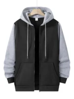 Autumn Zipper Closure Hoodies Long Sleeve Jacket Men's Sports Casual Hooded Sweatshirt Multi Pockets Outdoor Jogging Clothing - Image 3