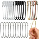 5/10/20PCS Extra-Large Steel Safety Pins 75mm(3") Heavy Duty Big Safety Pin Stainless Steel Spring Lock Pins for Clothes Crafts