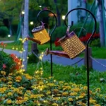 Large Retro Metal Lantern Solar Watering Can Light Outdoor Waterproof Shower Lights Hanging Star LED Fairy for Garden Decoration - Image 2