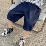 New Boys Summer Fashion Denim Shorts Kids Casual Loose Thin Knee-Length Trousers for 3-12 Years Teenager Outdoor Jeans Pants - Image 3