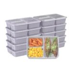 20-Piece Meal Prep Kit 3-Compartment Storage Containers with Lids Stackable Microwave Safe Reusable BPA-Free Healthy Portion - Image 3