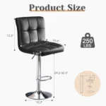 JHK PU Leather Bar Stools Set of 2,Upholstered Counter Height Bar Stools,SGS Certified Gas Gylinder Comfortbale Backrest - Image 2