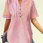 Women's Oversized Woven Shirt Long Sleeve Casual Button up Loose Fit Shirt for All Seasons