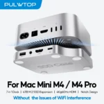 PULWTOP Mac Mini M4 Dock with 4TB SSD Enclosure, USB C HUB Support HDMI 4K 60Hz, USB A 2.0, SD/TF, Audio for Mac Mini M4/M4 Pro
