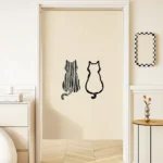 VIKAMA Cat-Motif Door Curtain Bedroom & Kitchen Room Divider Bathroom Entrance Half-Curtain Home Decor