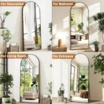 21×64 inch Arched Full Length Mirror-Aluminum Alloy Frame High Definition-Full Body Mirror for Bedroom or Living Room