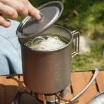 Titanium Camping Mug with Folding Handle Lightweight Portable Outdoor Cup Cooking set Cookware for Hiking Travel - Image 5