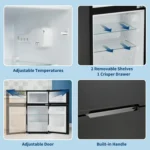 Mini Fridge With Freezer, 3.1 Cu.Ft Compact Fridge With Double Stainless Steel Door & Removable Glass Shelves For Bedroom Dorm - Image 4