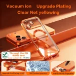 Fashion Orange Magnetic Clear Case For iPhone Air 17 16 15 14 13 12 11 Pro Max Plus Wireless Charge Plating Soft Business Cover - Image 2