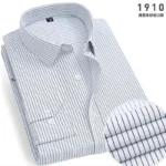 Spring New Men's Striped long-sleeved Shirt Non-ironing Anti-wrinkle Comfortable Breathable Business Casual Fashion Slim Fit - Image 8