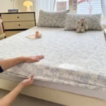 1pc Floral Fitted Bed Sheet Flower Printed Washed Cotton Bed Sheet with Elastic Single/Queen/King Size Bed Fitted Sheets - Image 2