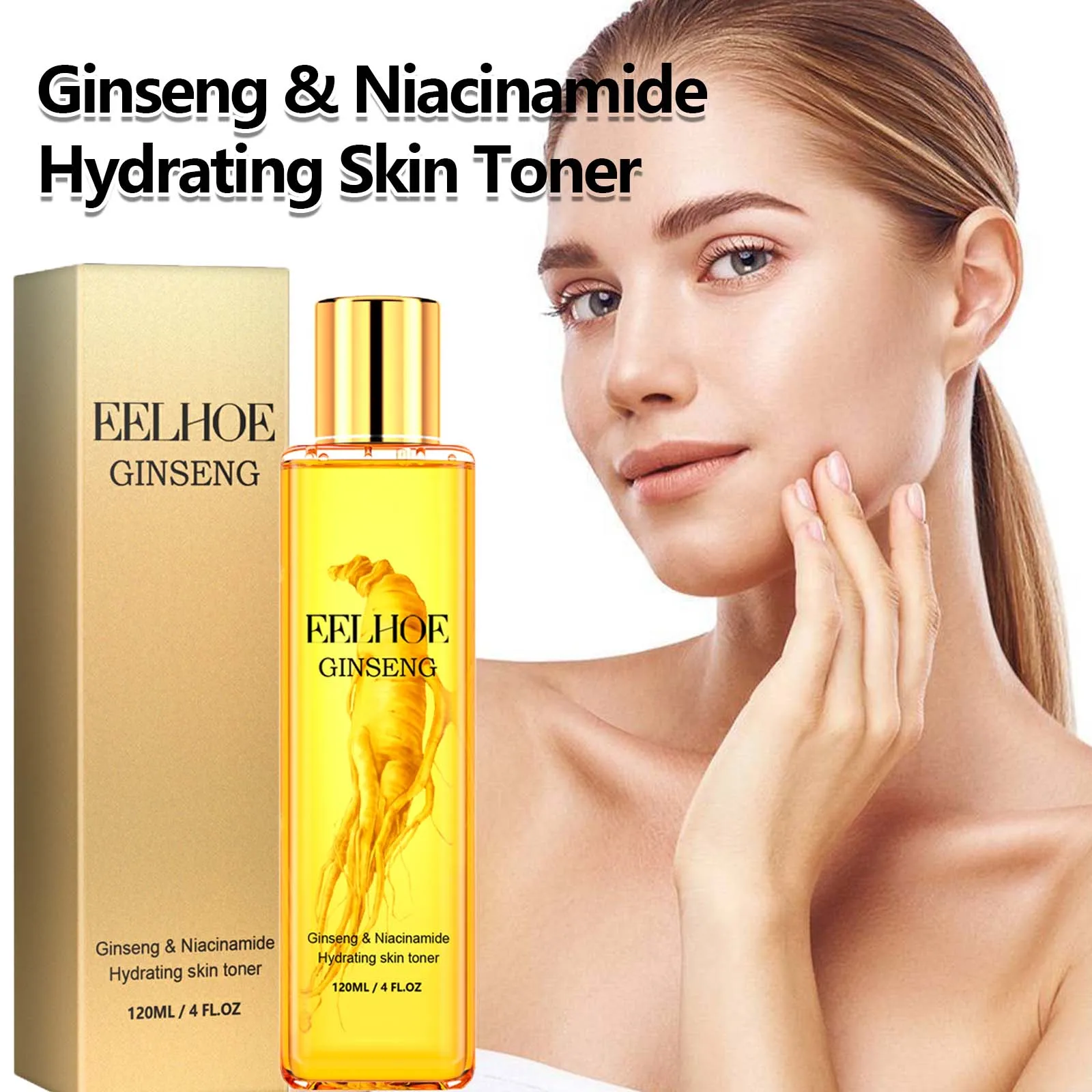 Sace62cef56ed4b39ae54b56bd6261a8av.webp 120ml Ginseng Facial Toner Shrink Pore Moisturizing Oil Control Nicotinamide Smoothing Whitening Facial Skin Care Toner Water - Image 1