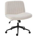JHK Cross Legged Office Chair with Swivel Wheels Rocking Gaming Chair Armless Wide Desk Adjustable Swivel Fabric Task Vanity - Image 7