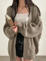 AOSSVIAO 2026 Korean Women’s Sweater Loose Sweaters Warm Solid Pullover Knitwear Basic Female Tops Autumn Winter Cardigan