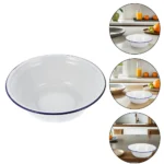 Mixing Serving Bowl Food Storage Enamelware Retro Enamel Basin Household Enamelware Kitchen Soup Holder Lard Basin Enamel Bowl - Image 5
