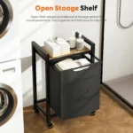 JHK 20IN Cabinets with Movable Wheels Metal Frame and 69L Pull-Out Removable Sorter Bags Clothes Basket Organizer for Furniture