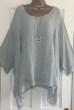 Womens Clothing Fashion Batwing Sleeve Solid Color Loose O-Neck 3/4 Sleeve - Image 13