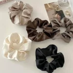 5pcs/Set Woman Elegant Hair Band Solid Color Large Scrunchie Hair Ties Daily Simple Ponytail Holder Girls Hair Accessories