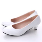 Shoes Ladies Pumps Medium Heel Nude Sexy High Heels Weeding Shoes Women Office Work White Pumps Party Shoes - Image 8
