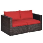 2 Seat Outdoor Wicker Loveseat Sofa Set, Modular PE Rattan 2 Pieces Outdoor Wicker Corner Sofa, Outside Furniture, Customized - Image 10