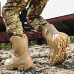 High Quality Men's Brand High-Top Leather Boots Breathable Desert Combat Men's Boots Outdoor Shoes Non-slip Hiking Ankle Boots - Image 6