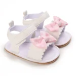 White Cute 0-18M Baby Cute Open toed Bow Summer Sandals Princess Casual Soft Rubber Bottom Non slip Sandals