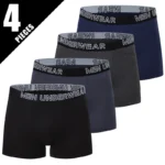 4/10 Piece Men’s Four Season Black Fashionable Casual Basic Versatile Underwear Boxer Shorts Plus Size Youth Sports Base Shorts